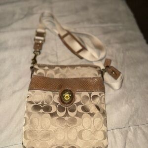 Coach Beige and Brown Crossbody Bag
